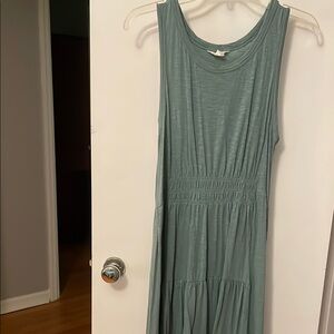 Caslon Green Ruched Tank Hi-Low Hem Maxi Dress